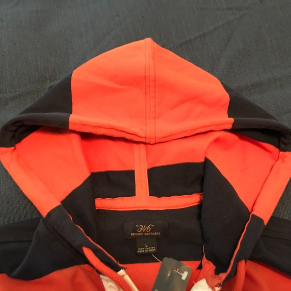 Brook Brothers 345 Rugby Polo Shirt Longsleeve with Hood Size L - Picture 5 of 5